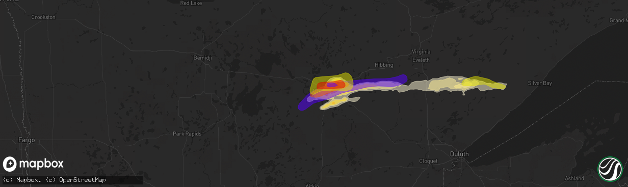 Hail map in Cohasset, MN on June 29, 2022