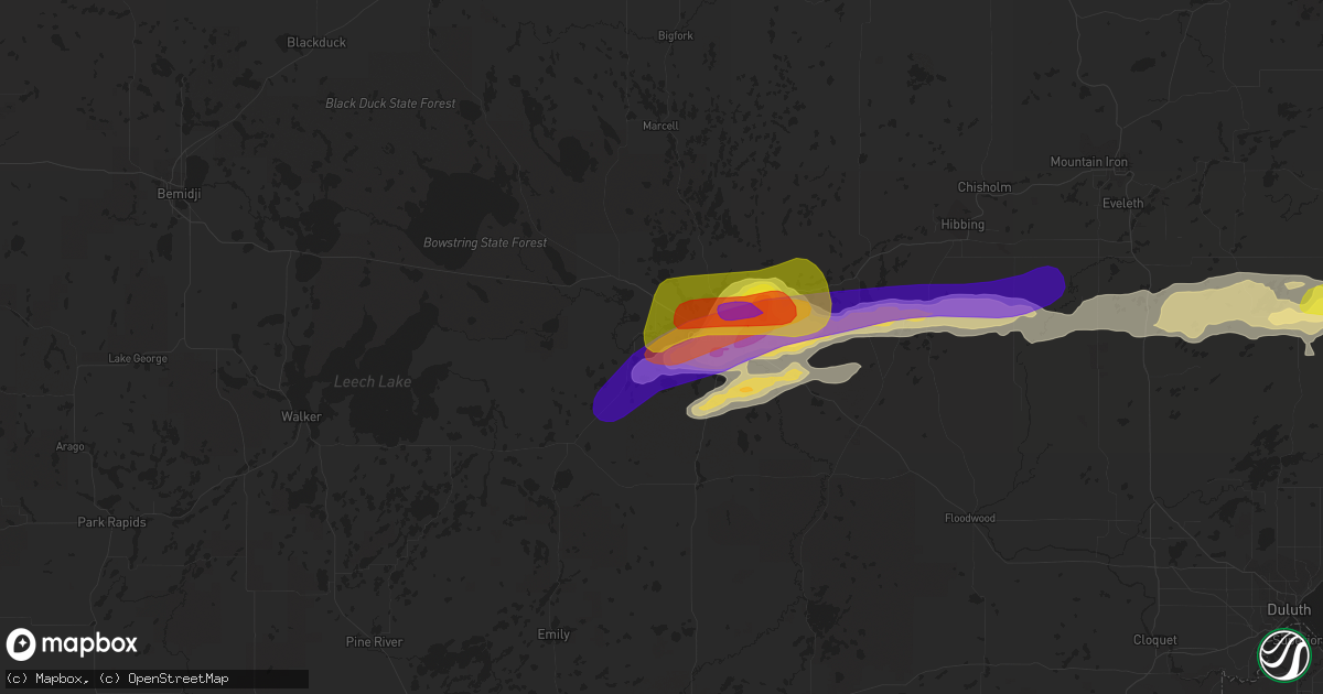 Hail map in Cohasset, MN on June 29, 2022