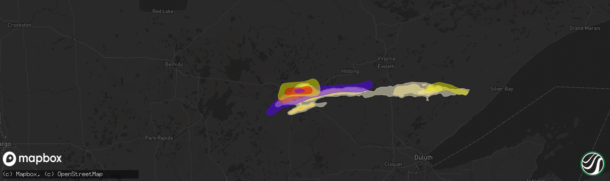 Hail map in Coleraine, MN on June 29, 2022