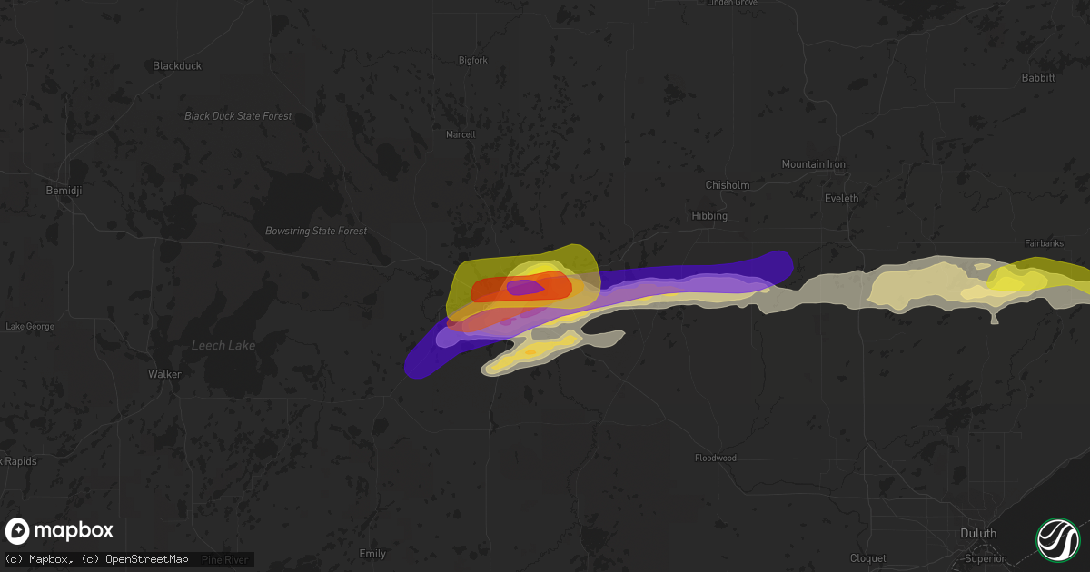 Hail map in Coleraine, MN on June 29, 2022
