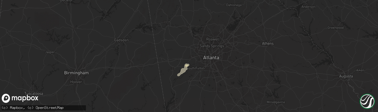 Hail map in Douglasville, GA on June 29, 2022