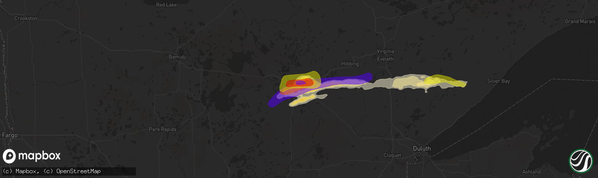 Hail map in Grand Rapids, MN on June 29, 2022