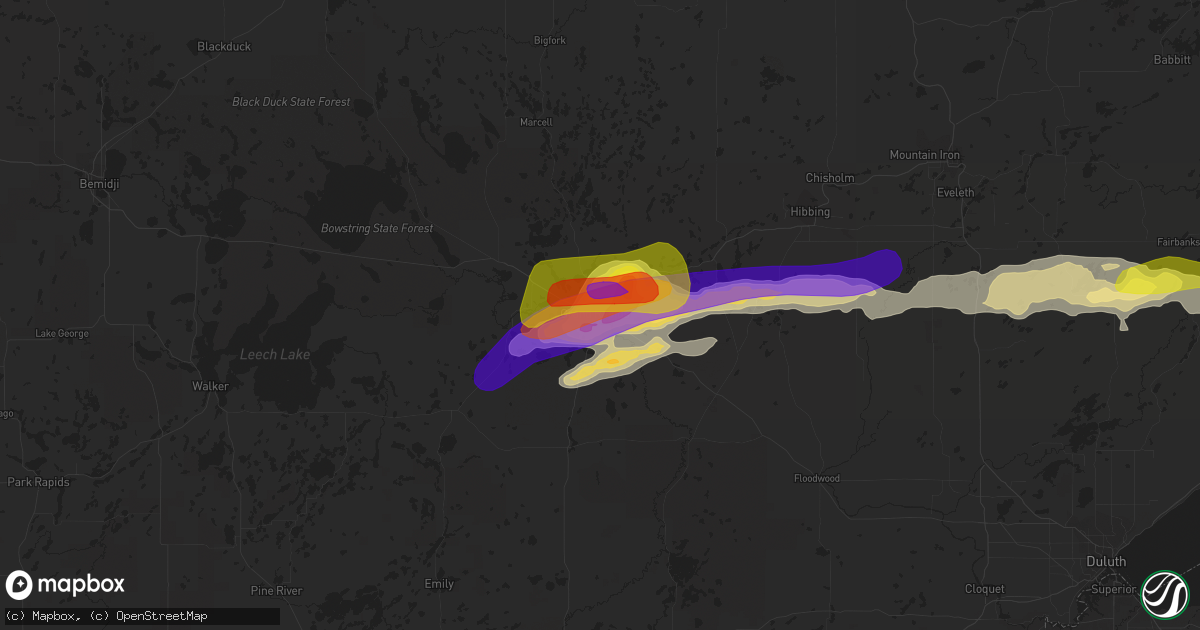Hail map in Grand Rapids, MN on June 29, 2022
