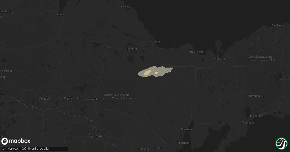 Hail map in Gwinn, MI on June 29, 2022