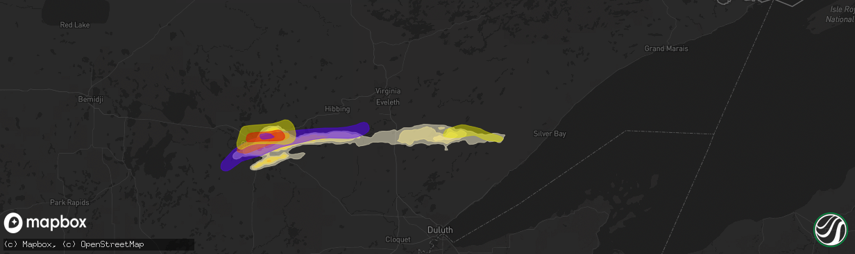 Hail map in Makinen, MN on June 29, 2022