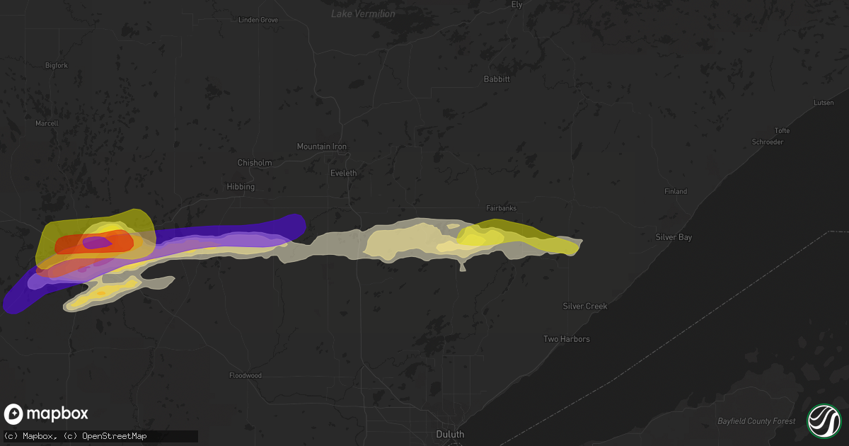 Hail map in Makinen, MN on June 29, 2022