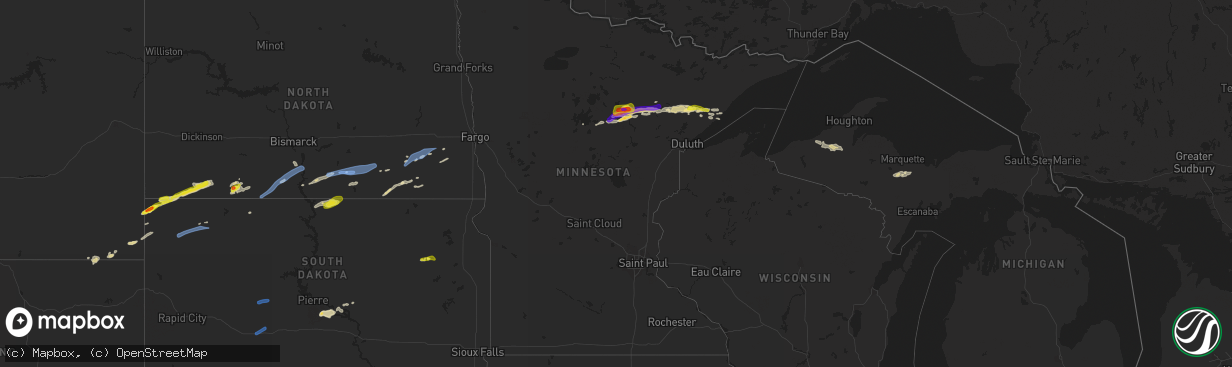 Hail map in Minnesota on June 29, 2022