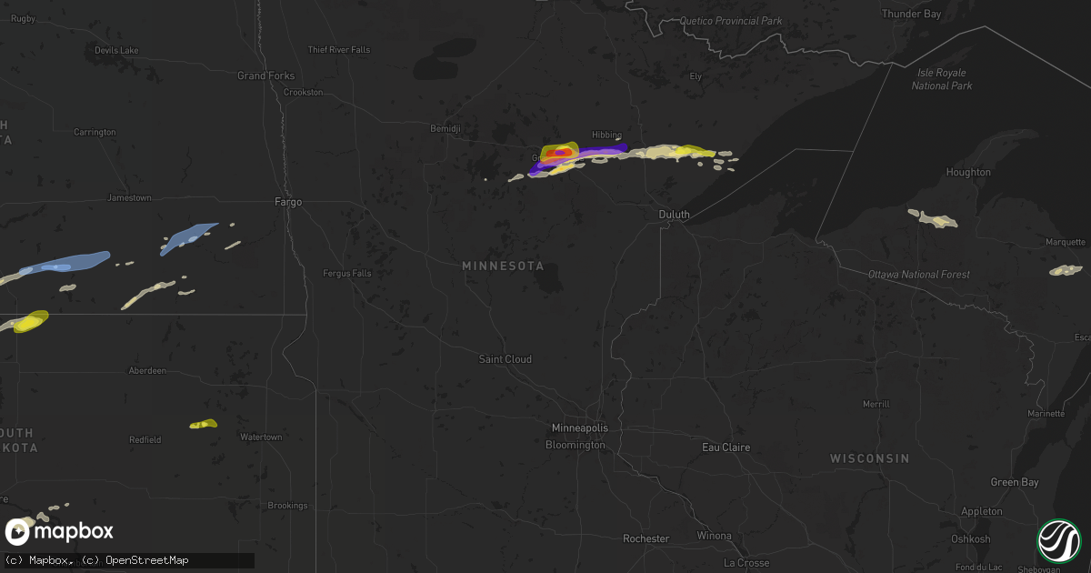 Hail map in Minnesota on June 29, 2022