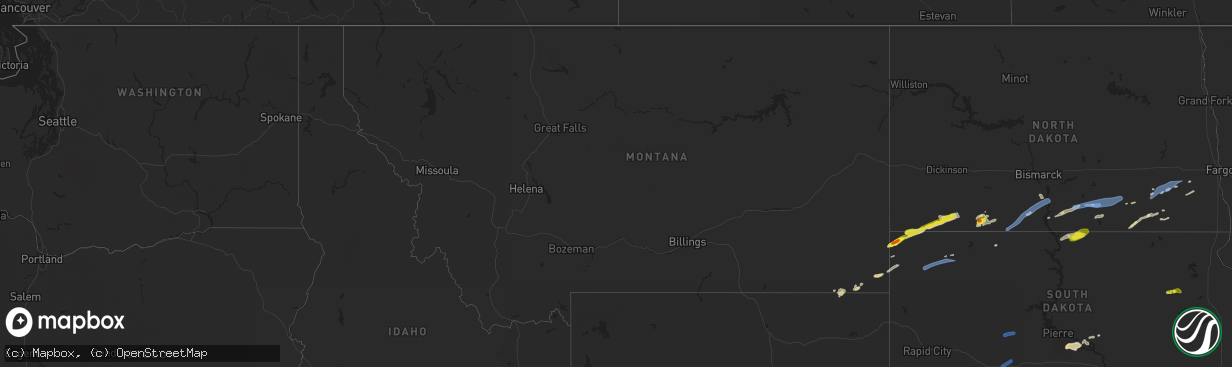 Hail map in Montana on June 29, 2022