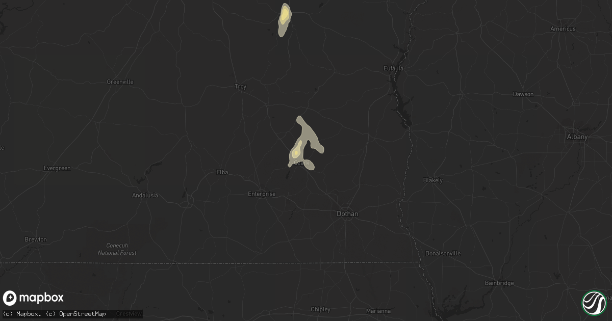 Hail map in Ozark, AL on June 29, 2022