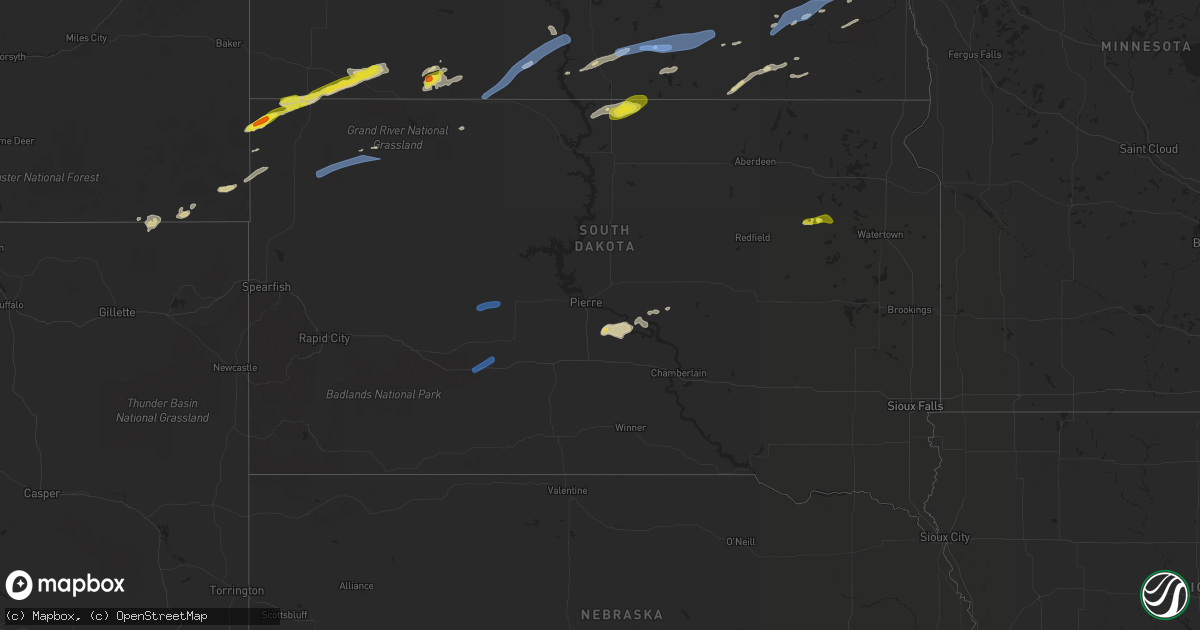 Hail map in South Dakota on June 29, 2022
