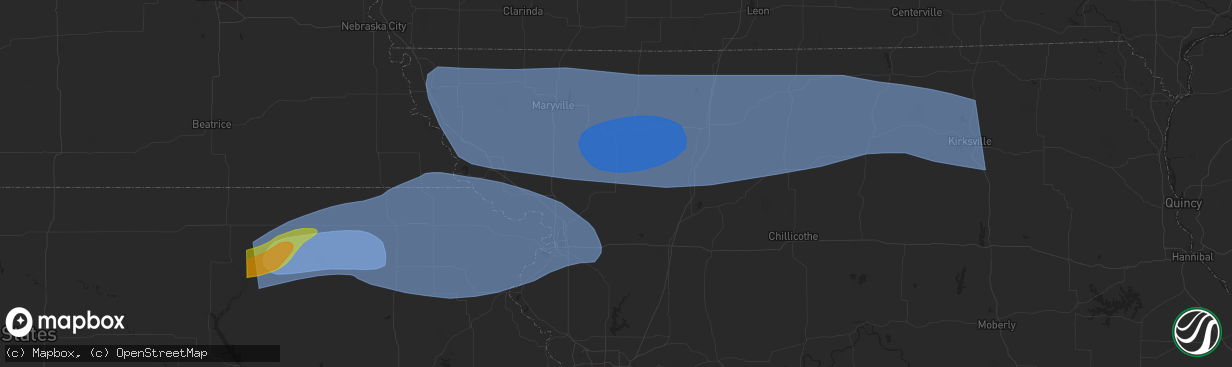 Hail map in Albany, MO on June 29, 2023