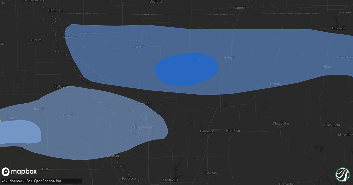 Hail map in Albany, MO on June 29, 2023