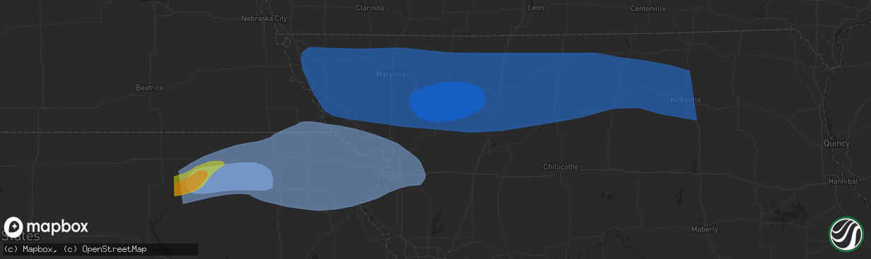 Hail map in Atchison, KS on June 29, 2023