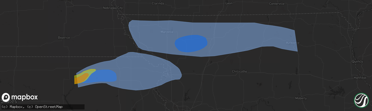 Hail map in Bethany, MO on June 29, 2023