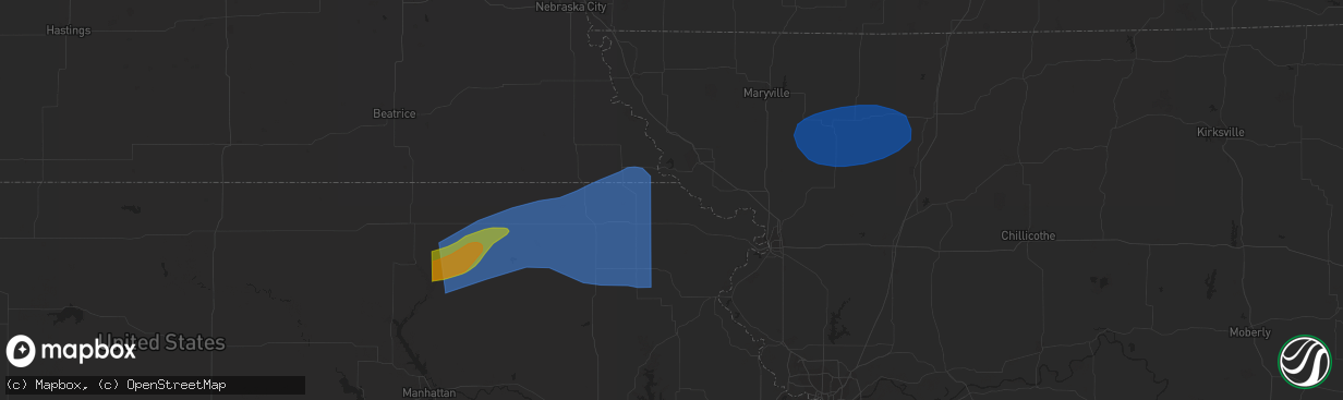 Hail map in Centralia, KS on June 29, 2023