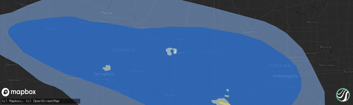 Hail map in Champaign, IL on June 29, 2023