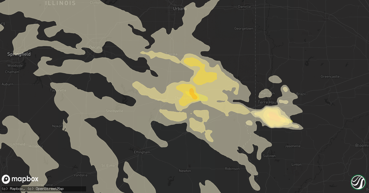 Hail map in Charleston, IL on June 29, 2023
