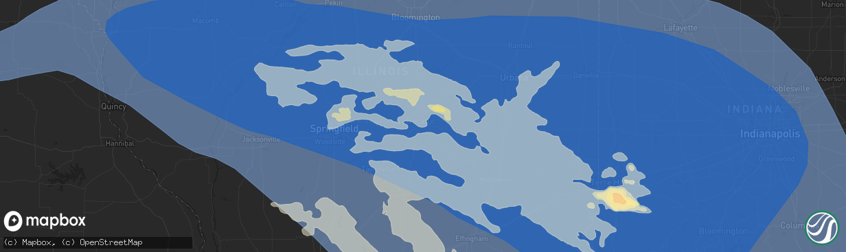 Hail map in Decatur, IL on June 29, 2023