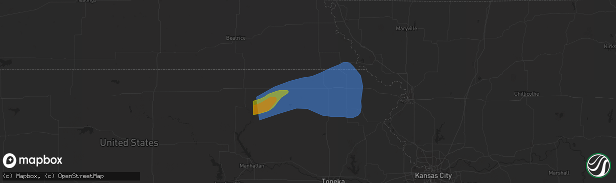 Hail map in Fairview, KS on June 29, 2023