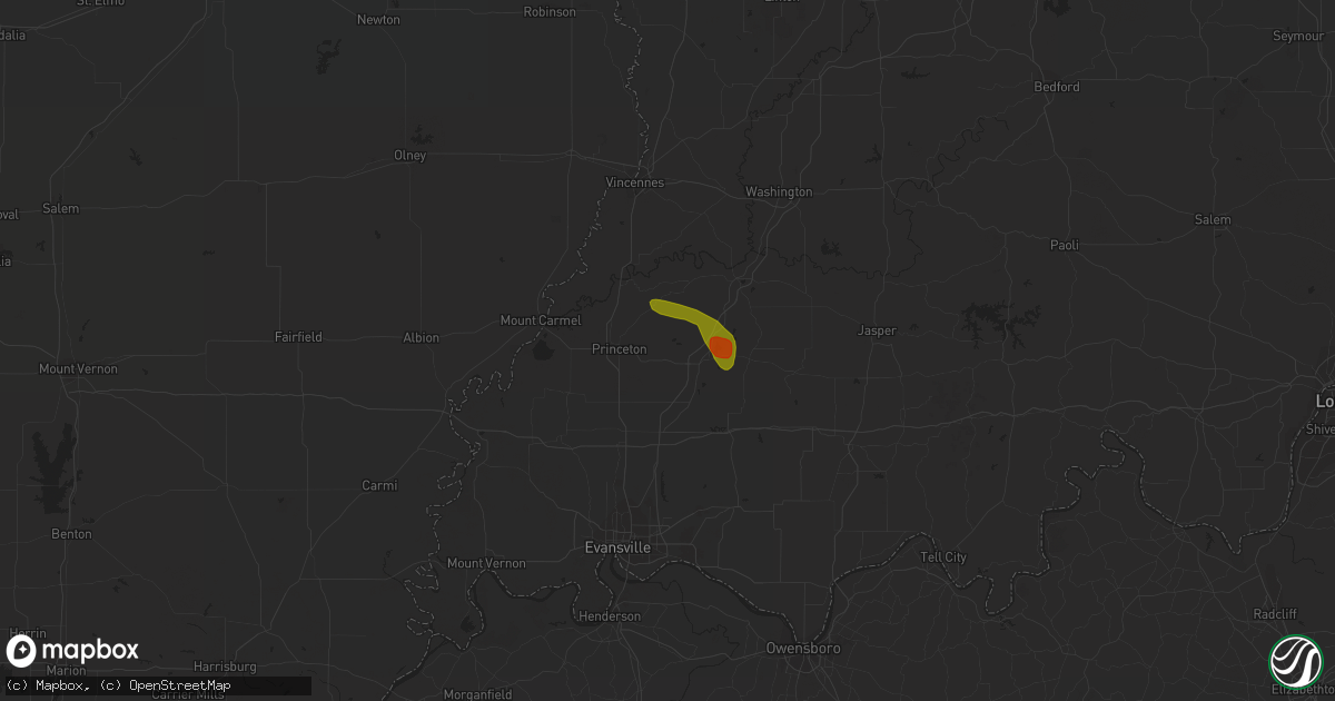 Hail map in Francisco, IN on June 29, 2023