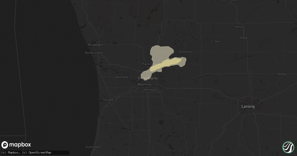 Hail map in Grand Rapids, MI on June 29, 2023