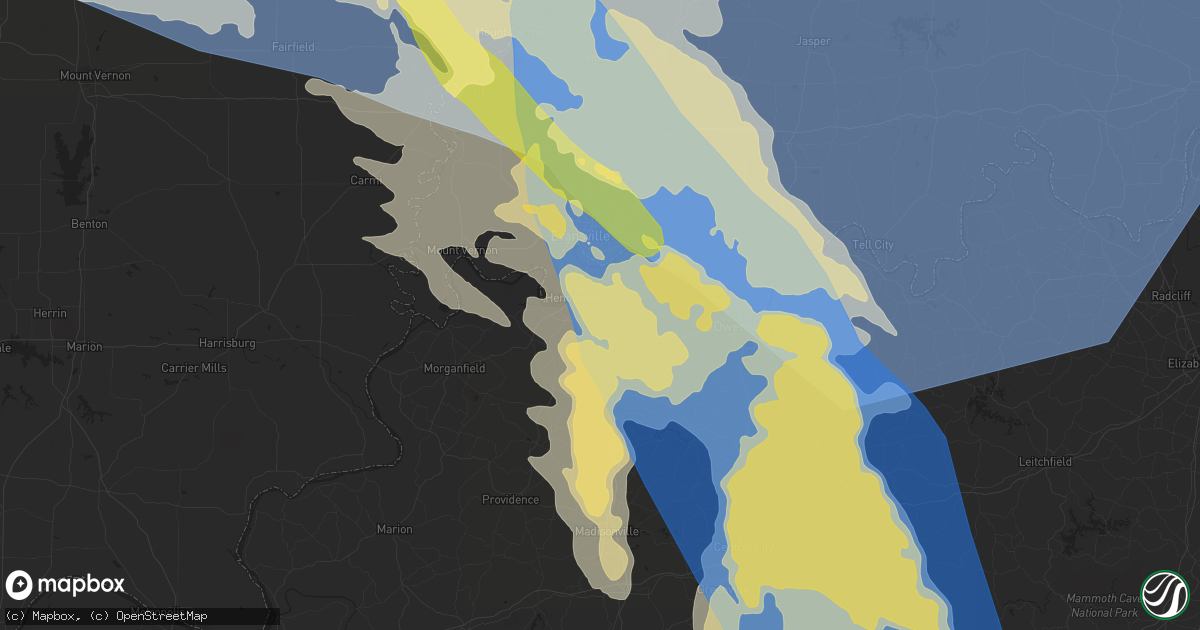 Hail map in Henderson, KY on June 29, 2023