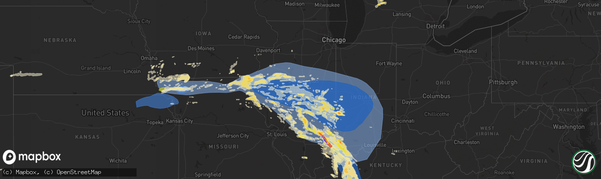 Hail map in Illinois on June 29, 2023