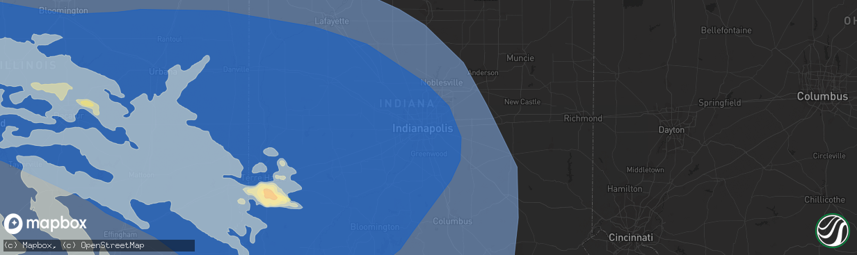 Hail map in Indianapolis, IN on June 29, 2023