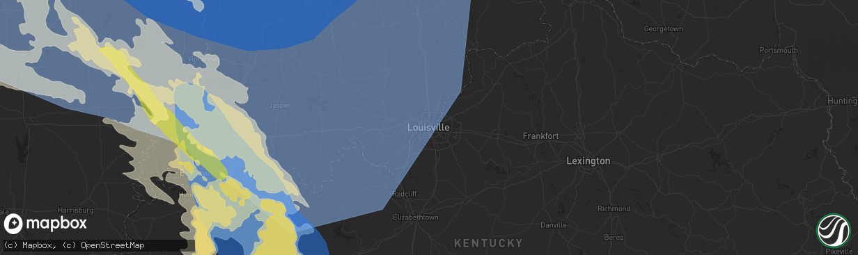 Hail map in Louisville, KY on June 29, 2023