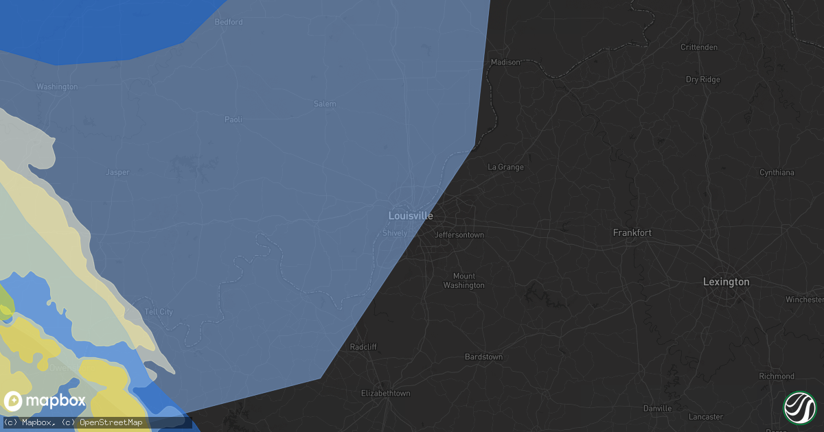 Hail map in Louisville, KY on June 29, 2023