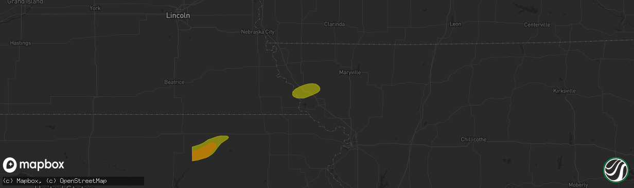 Hail map in Mound City, MO on June 29, 2023