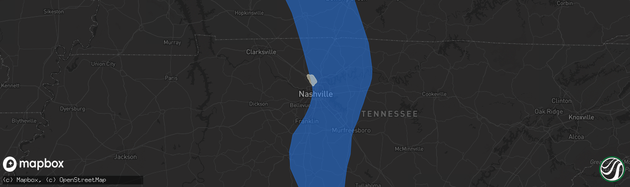 Hail map in Nashville, TN on June 29, 2023
