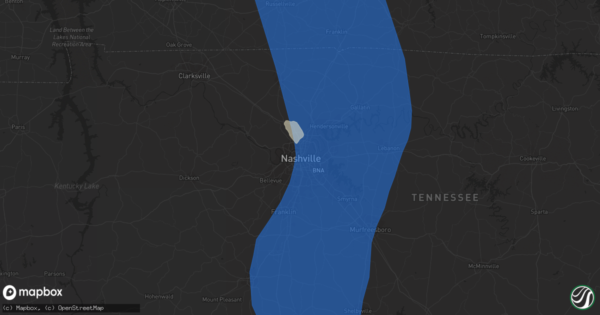 Hail map in Nashville, TN on June 29, 2023