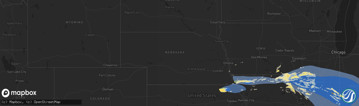 Hail map in Nebraska on June 29, 2023