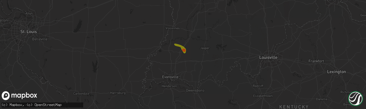 Hail map in Oakland City, IN on June 29, 2023