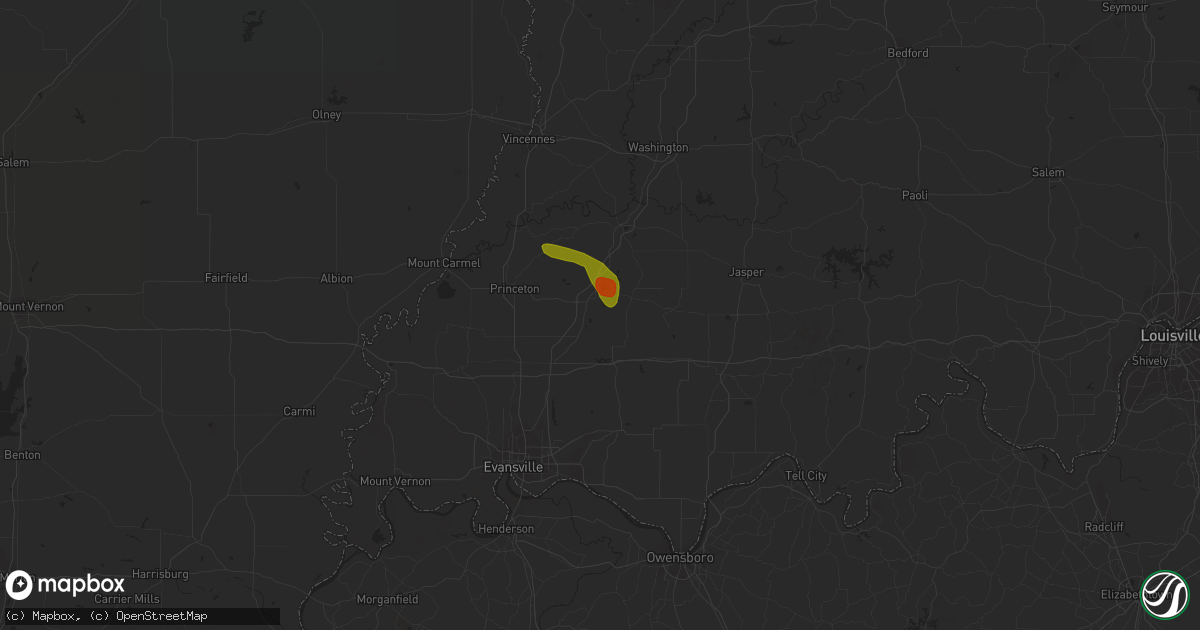 Hail map in Oakland City, IN on June 29, 2023