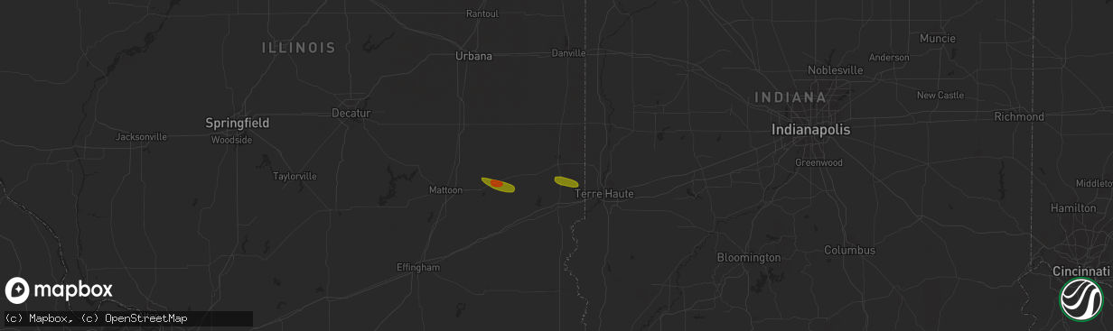Hail map in Paris, IL on June 29, 2023