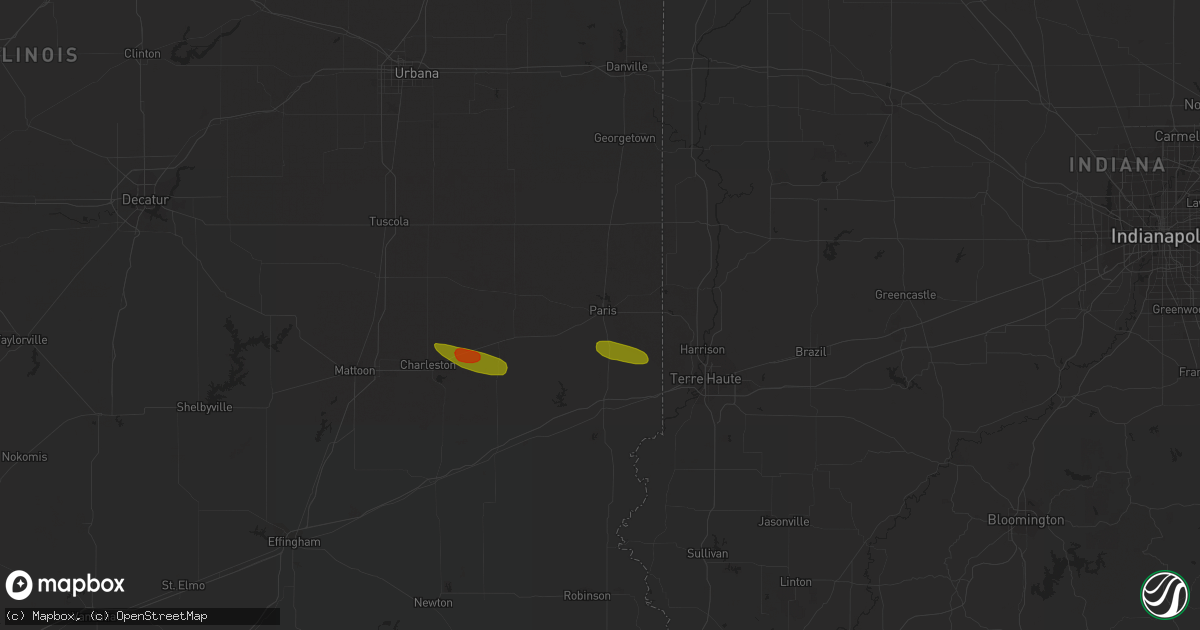 Hail map in Paris, IL on June 29, 2023