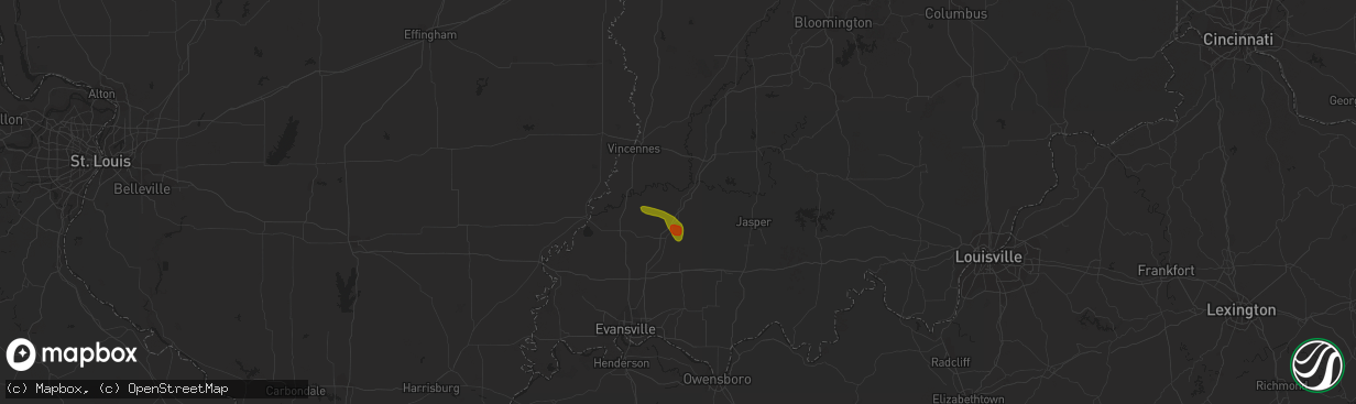 Hail map in Petersburg, IN on June 29, 2023