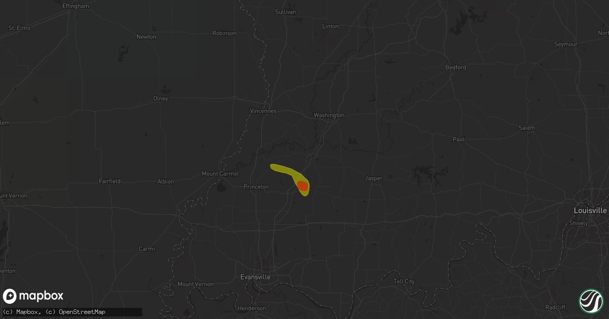 Hail map in Petersburg, IN on June 29, 2023