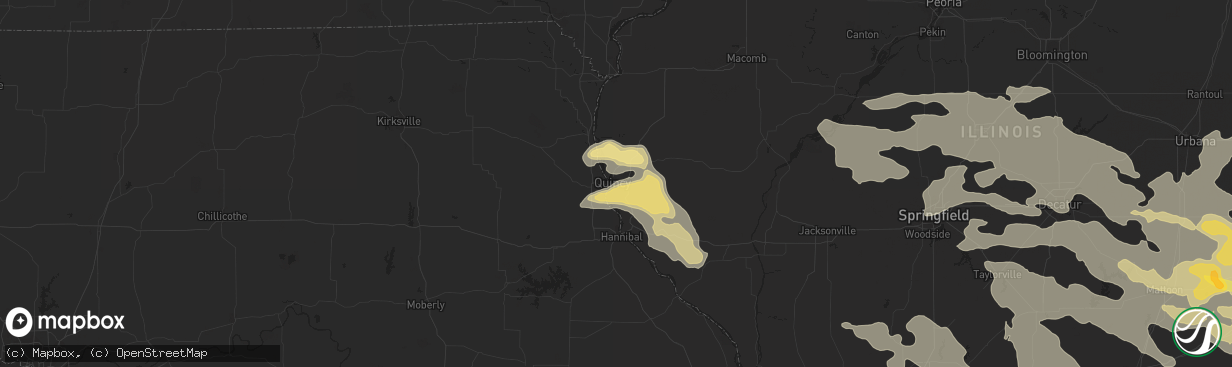 Hail map in Quincy, IL on June 29, 2023