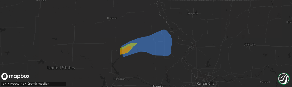 Hail map in Robinson, KS on June 29, 2023