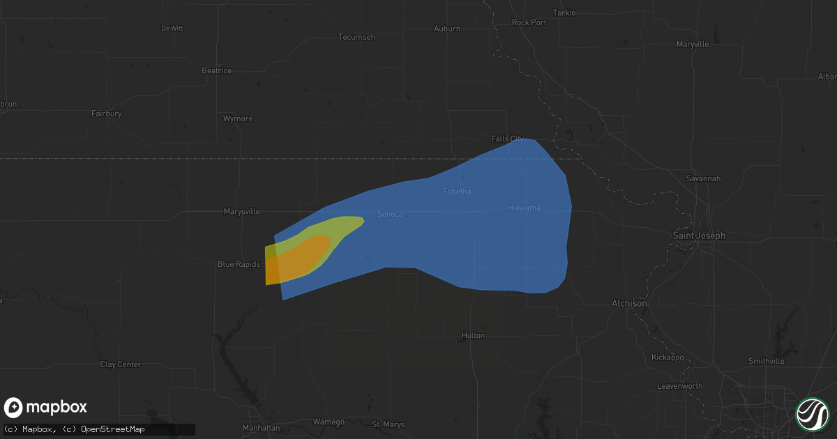 Hail map in Robinson, KS on June 29, 2023