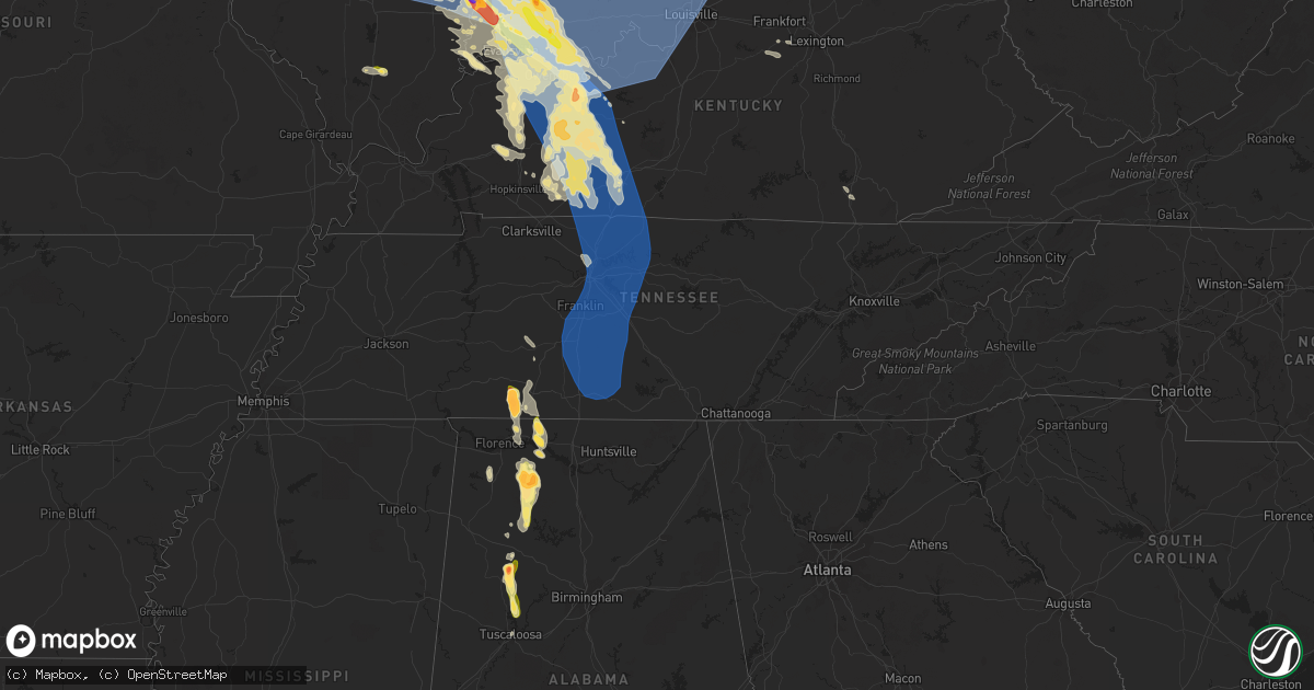 Hail map in Tennessee on June 29, 2023