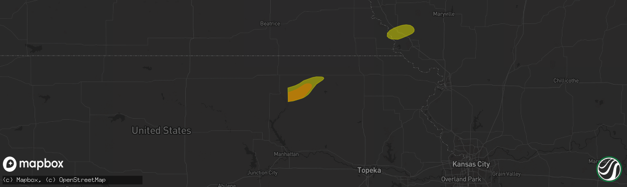 Hail map in Vermillion, KS on June 29, 2023