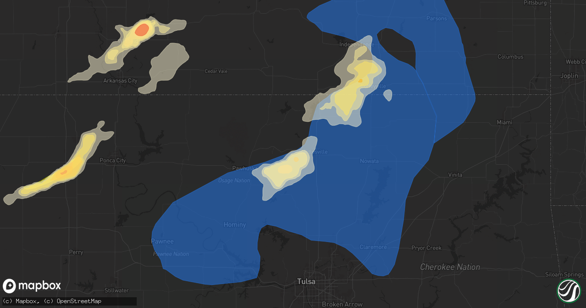 Hail map in Bartlesville, OK on June 29, 2024