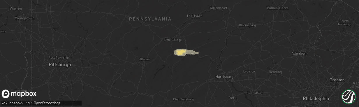 Hail map in Belleville, PA on June 29, 2024