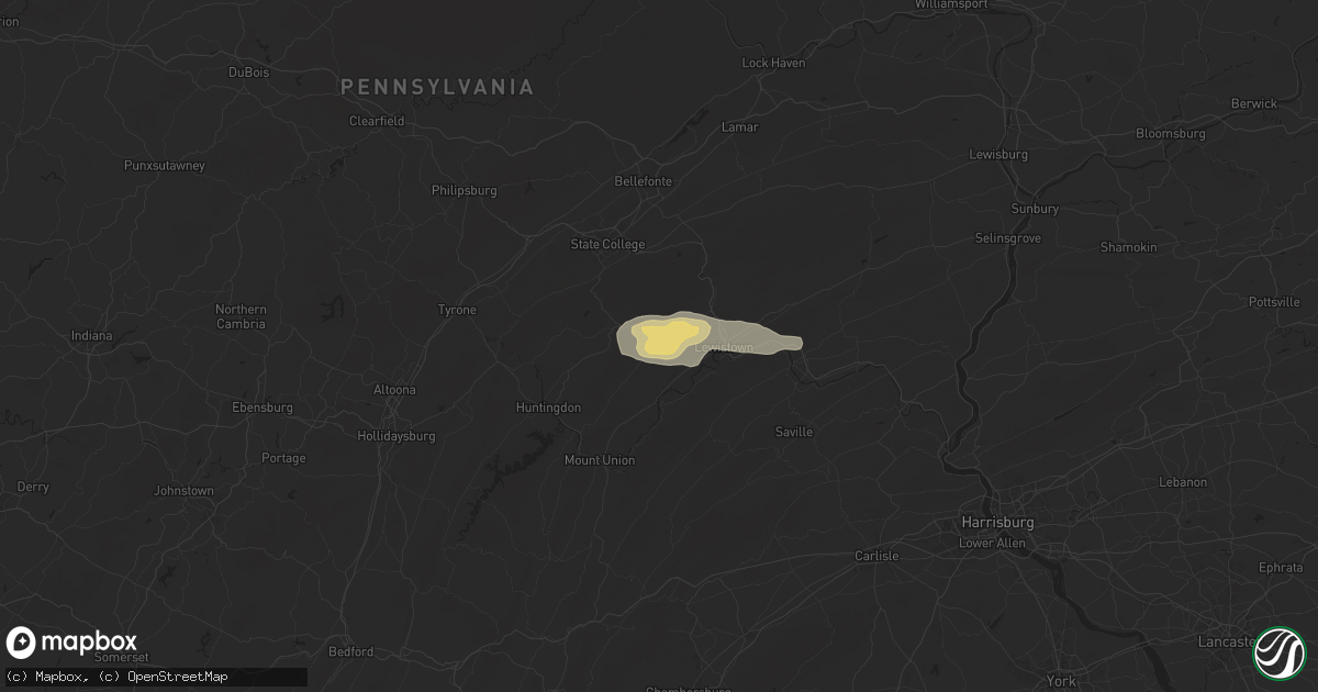 Hail map in Belleville, PA on June 29, 2024
