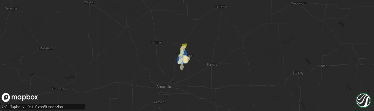 Hail map in Borger, TX on June 29, 2024